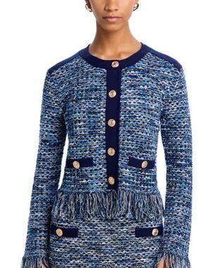 MILLY Kaia Crewneck Cardigan Sweater